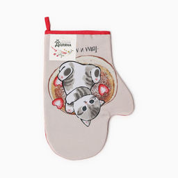 Варежка-прихватка Доляна Котик 20х28 см, 35% хл, 65% пэ, ватин 250 г/м2  фото 4