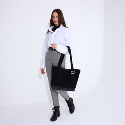 Сумка-шопер на молнии, наружный карман, цвет чёрный - Simaland фото 7