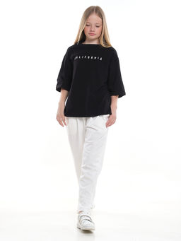 Футболка оверсайз с принтом 22-7453 белый - Mini maxi фото 25