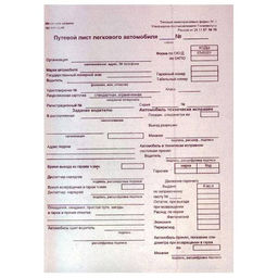 Цена за 5 шт. Бланк ПУТЕВОЙ ЛИСТ ЛЕГКОВОГО А/М А5 1 сл. 100 л. газет.