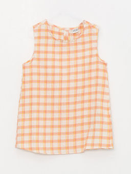 Bisiklet Yaka Desenli Poplin K?z ?ocuk Bluz