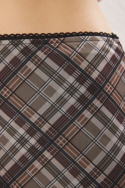 TRENDYOLMILLA Cok Renkli Ekose Desenli Tul Dantel detayl? Esnek Etek TWOSS25ET00153 фото 4