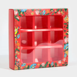 Цена за 5 шт. Коробка под 9 конфет с ячейками Яркий новый год 14,5 х 14,5 х 3,5 см - Дарите счастье фото 5