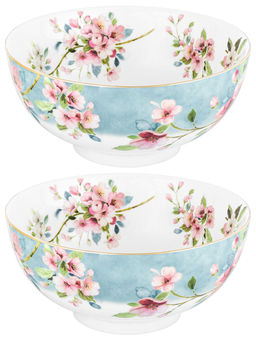 Набор салатников 2 пр. 600 мл 15*15*7 см Яблоневый цвет на голубом NEW BONE CHINA - Elan gallery фото 5