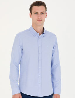 A__k Mavi Slim Fit Uzun Kollu G_mlek
