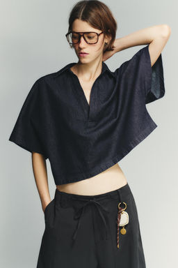 TRF DENIM SHIRT WITH POLO COLLAR - Zara фото 10