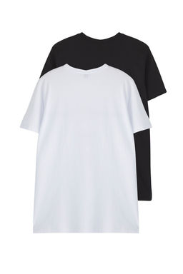 Trendyolmilla Man Siyah-Beyaz 2li Paket Regular/Normal Kesim France Bask?l? T-shirt TMNSS25TS00232  фото 3