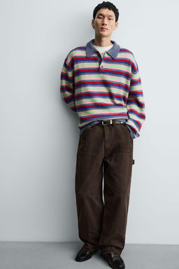 STRIPED JACQUARD KNIT POLO SHIRT - Zara фото 5