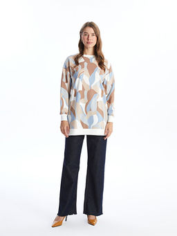 Bisiklet Yaka Desenli Kad?n Sweatshirt Tunik - Waikiki фото 2