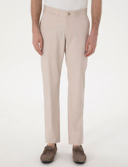 Bej Regular Fit Basic Kanvas Pantolon