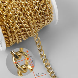 Цепочка для сумки, железная, 5,5 7,5 мм, 10 0,5 м, цвет золотой - Арт узор фото 2