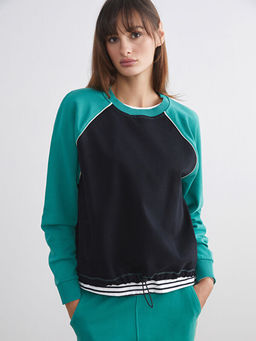 Renk Bloklu Oversize Kad?n Sweatshirt