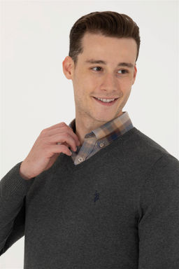 U. S. Polo Assn Мужской базовый свитер антрацитового меланжа - U.s. polo assn фото 9