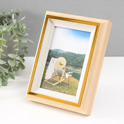 Фоторамка для фото 10×15 см «Стефания», пластик, св. дерево с белым, 4.4×15×20 см