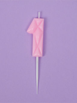 Цена за 3 шт. Свеча для торта «Цифра 1», светло-розовая