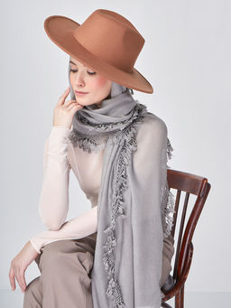 Большой, мягкий, тонкий и очень нежный двусторонний палантин с рисунком. - Tantino фото 10