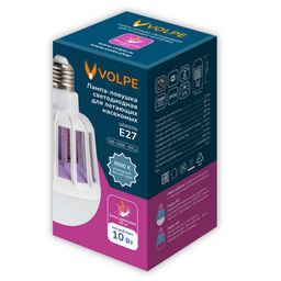 LED-А75-10W/6500К/E27/FR/MKL Лампа-ловушка светодиодная для летающих насекомых, матовая. 2 режима: 6500K+UV и UV. TM Volpe