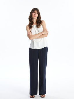 Standart Fit D?z Geni? Pa?a Kad?n Pantolon