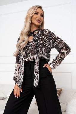 Блуза Open Style 6322 серо-черный