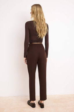 Ekru Havuc Kal?p Toka Detayl? Pantolon TWOAW26PL00154