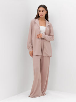 Костюм женский: рубашка, брюки, топ, KAFTAN Base, размер 42, пудровый