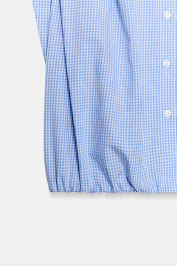 CAMISA CORTA CUADRO VICHY / Azul / Blanco
