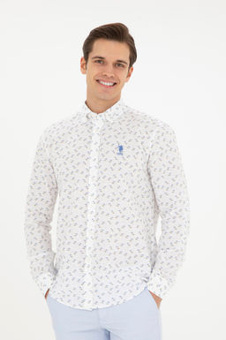 Мужская голубая рубашка с длинным рукавом