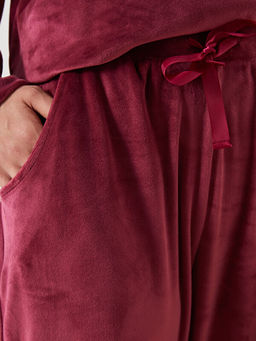 Beli Lastikli Kadife Kad?n Pijama Alt?