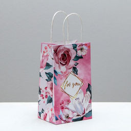 Цена за 2 шт. Пакет подарочный крафтовый, упаковка, For you, 12?21?9 см