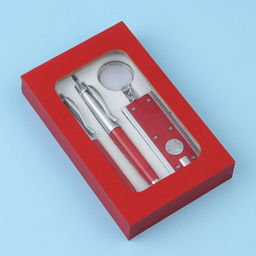 Набор подарочный 3в1 (2 ручки, фонарик красный)