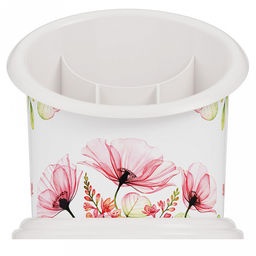 Подставка для столовых приборов пластмассовая Маки 16х13х16см, 4-хсекционная (Россия) - Домашняя Мода фото 4