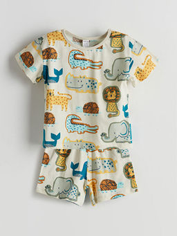 Dinozor Bask?l? Erkek Bebek Ti??rt ve ?ort 2li