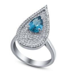 Кольцо с цирконом "blue" и куб.цирконием