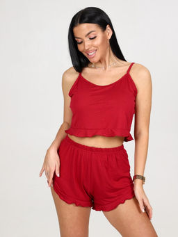 644 ПИЖАМА ЖЕНСКАЯ (шорты) (Бордовый) - А-дина фото 4