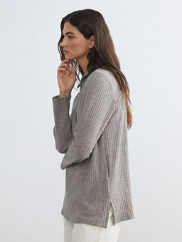 Dik Yaka Oversize Kad?n Ti??rt