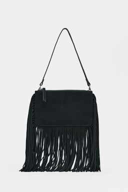 FRINGED SPLIT SUEDE MINI CROSSBODY BAG - Zara фото 9