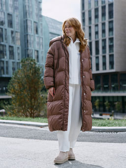 Пуховик удлиненный стеганый "Шоколад" женский Пуховик удлиненный стеганый "Шоколад" женский