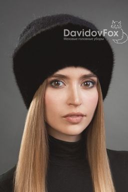 Шапка Камелия норка трикотаж блэк