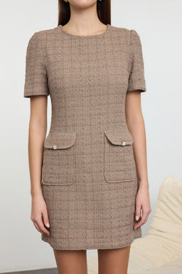 Camel A Kesim Cep Detayl? Mini Dokuma Elbise TWOAW25EL00169