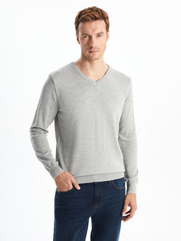 V Yaka Uzun Kollu Erkek Triko Kazak