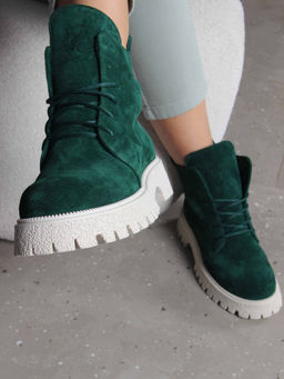 Ботинки 228.V.1541be. Зеленый замша/Шерсть