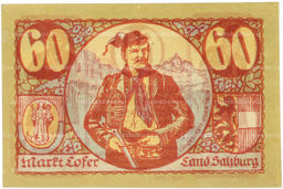 Банкнота 60 геллеров 1921 года Австрия  община Лофер в Зальцбурге (Нотгельд)