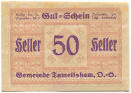 Банкнота 50 геллеров 1920 года Австрия  Тумельсхат (нотгельд)