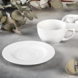 Цена за 6 шт. Кофейная пара фарфоровая Wilmax «Юлия Высоцкая», 2 предмета: чашка 150 мл, блюдце d=13 см, белая