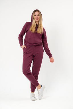 Костюм женский из худи и брюк из футера Кроссфит-2 брусника