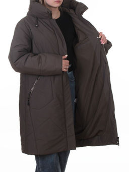 A618 GRAY/BROWN Пальто зимнее женское (верблюжья шерсть, 120 гр. холлофайбер)
