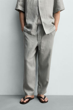 PANTAL?N RELAXED FIT 100% LINO / Marr?n / Topo