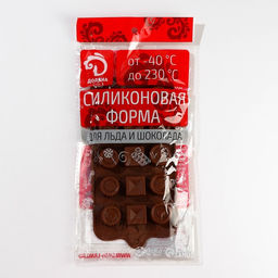 Цена за 2 шт. Форма для конфет и шоколада Доляна Кружочки, квадратики, силикон, 21.5?10.4?1.5 см, 15 ячеек, коричневая  фото 6