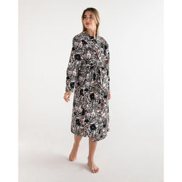 Халат женский удлинённый Этель «Леопард», размер 50-52, вафля 200 г/м², хлопок