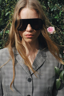 BLAZER CUADROS ZW COLLECTION / Negro / Crudo